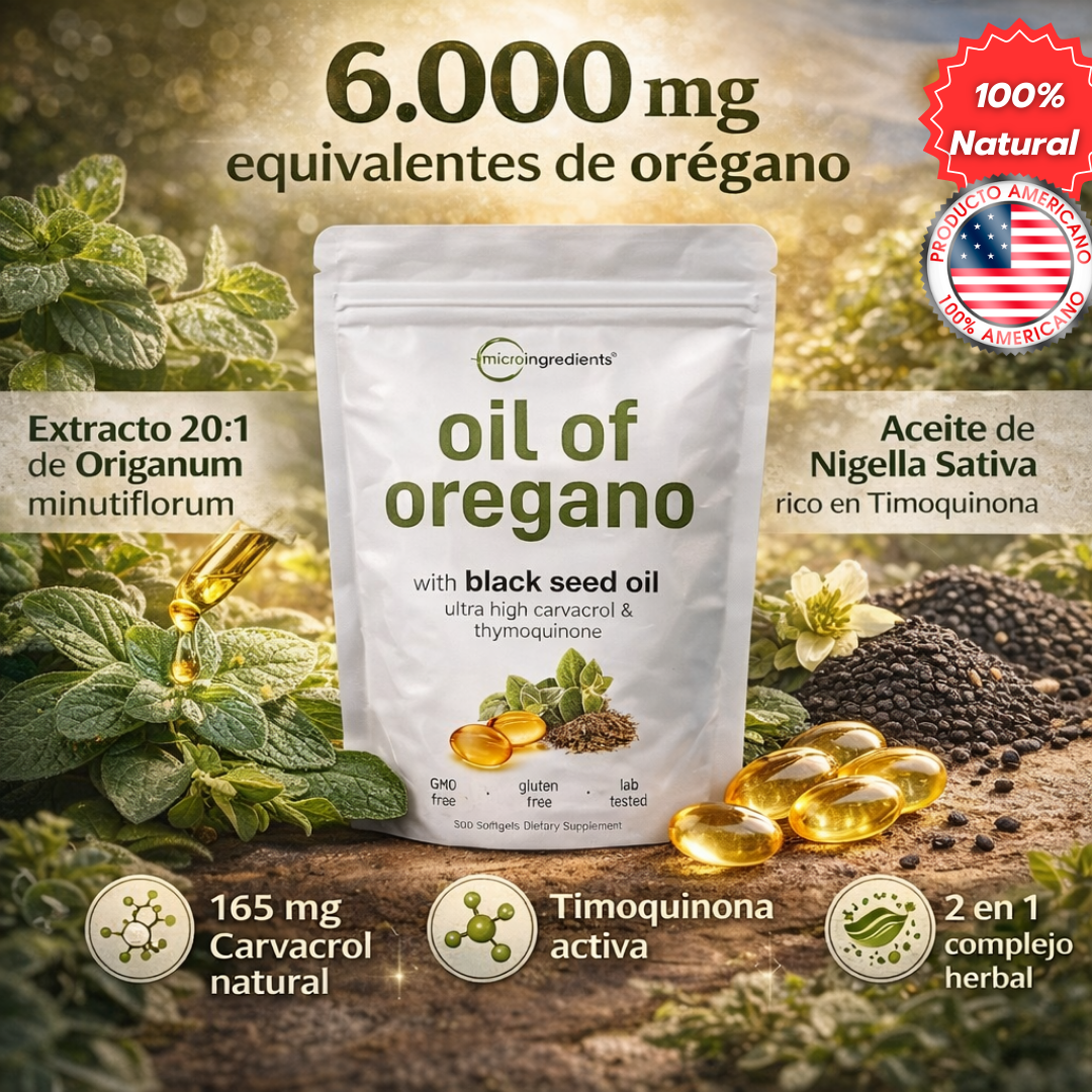 Aceite de Orégano - Digestión limpia con el poder natural del orégano y la semilla negra