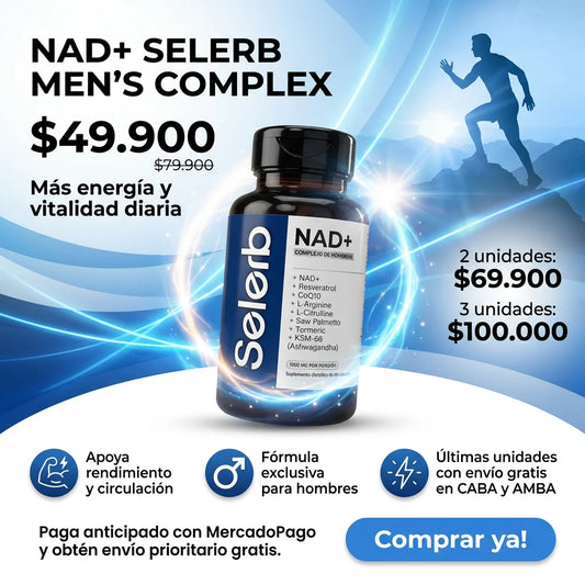 NAD+ Selerb | ¡Apoya tu vitalidad masculina y siéntete activo durante todo el día!