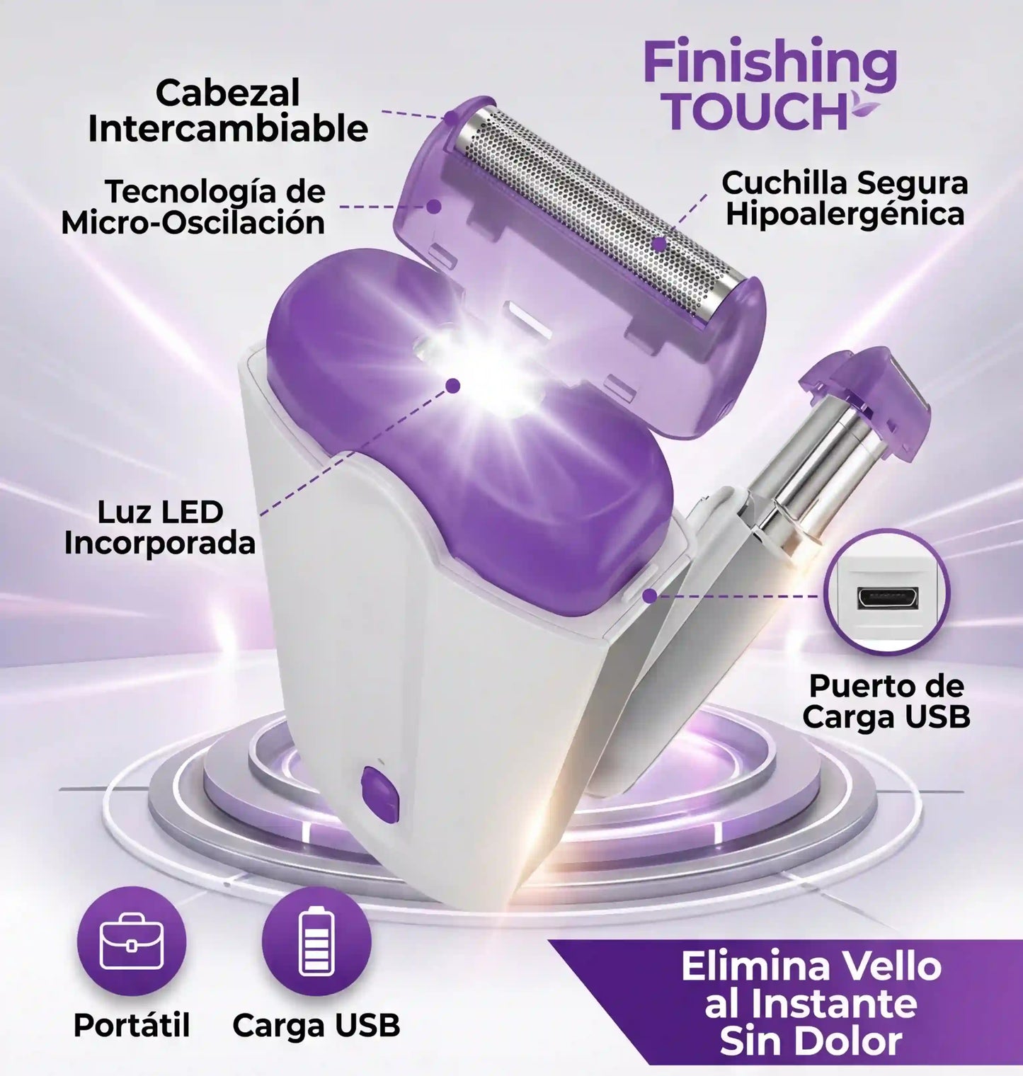 Depiladora finish Touch | 2 Cabezales Incluídos